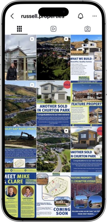 Instagram feed of property posts on a phone